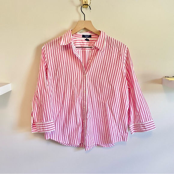 Chaps 100% Cotton Pink Stripe Button Down Shirt - Picture 1 of 7